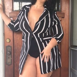 Long Striped Blazer 1X
